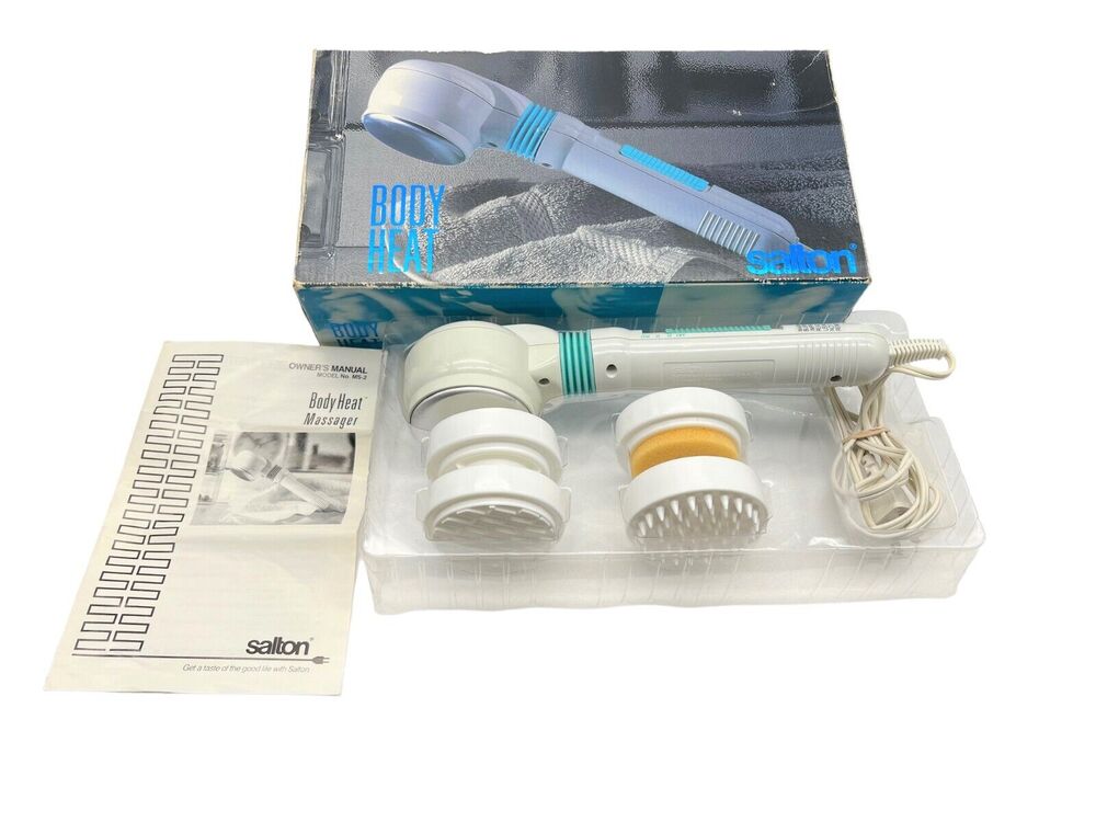 Salton MS-2 Body Heat Massager Hand Held 3 Position w/4 Attachemts, Manual & Box